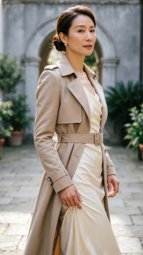 Trench Coat with Maxi Dress