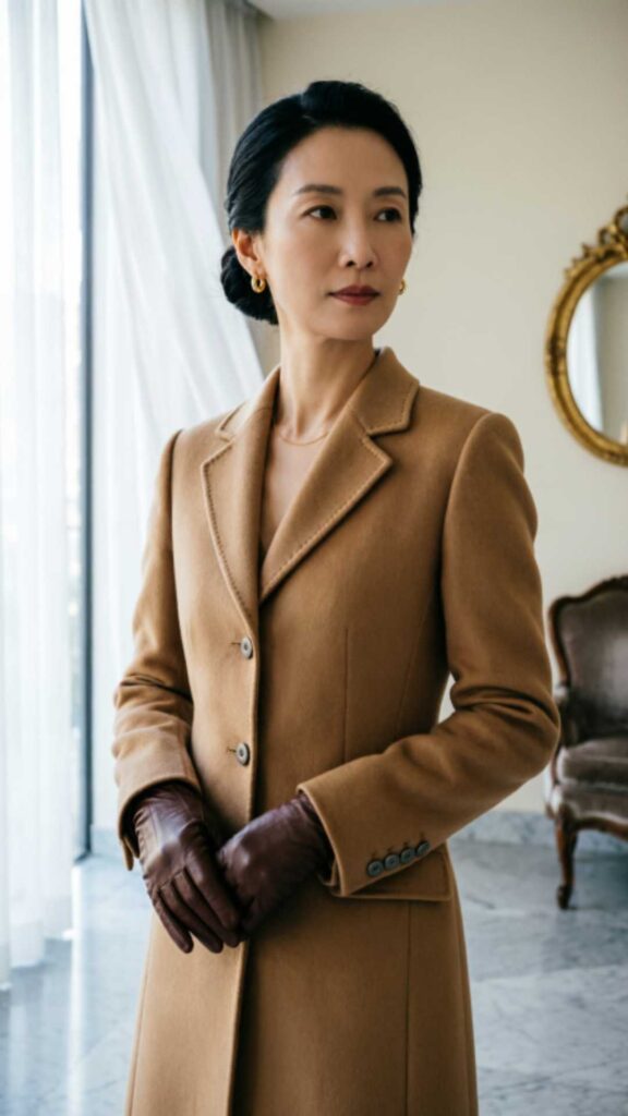 Tailored Coat with Leather Gloves