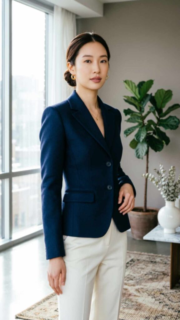 Tailored Blazer with High-Waist Trousers