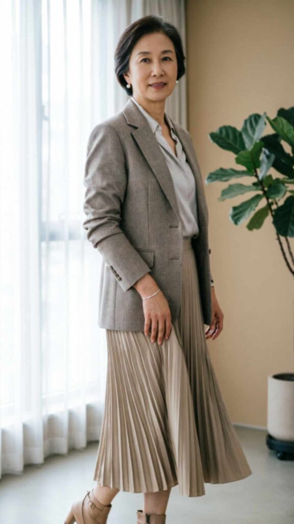 Blazer with Pleated Skirt