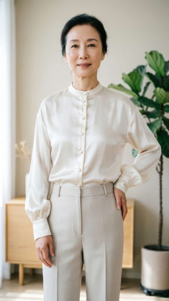 Silk Blouse with Trousers