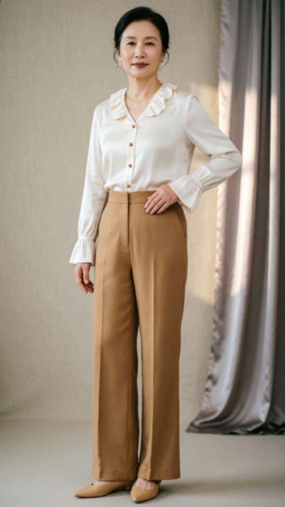 High-Waist Trousers with Blouse