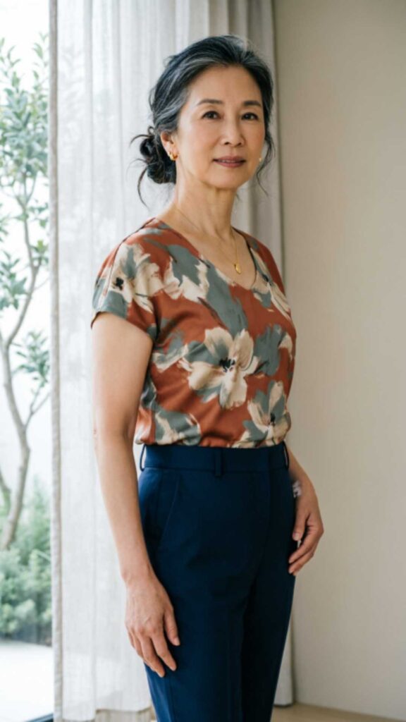 Tailored Pants with Printed Top