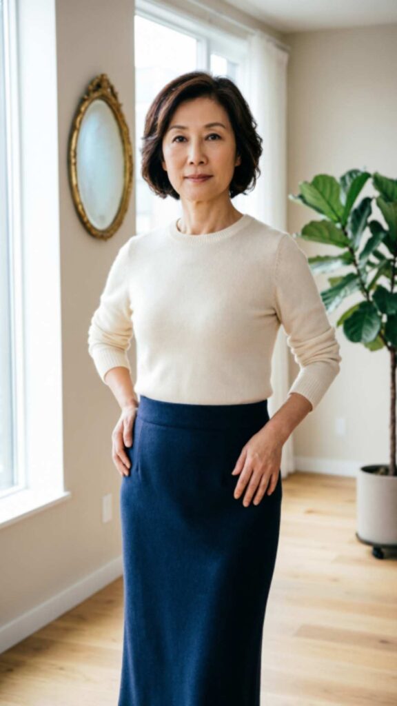 Midi Skirt with Fitted Sweater