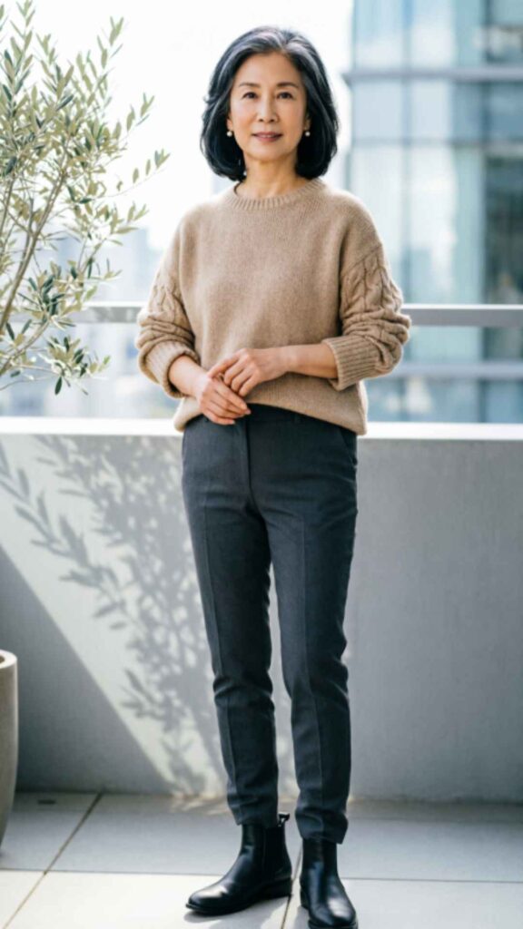 Knit Sweater with Slim Pants