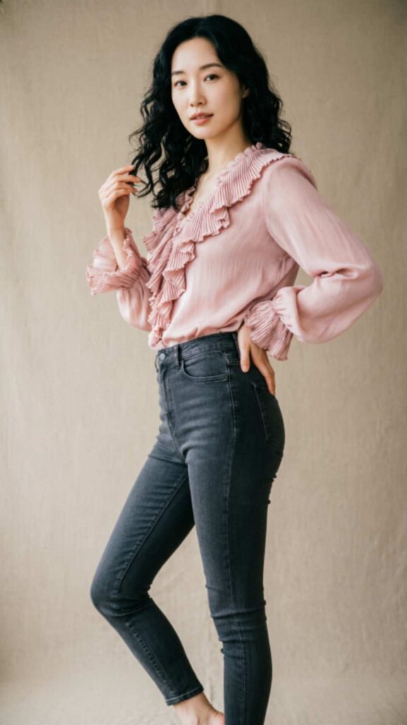 Ruffled Top with Skinny Jeans
