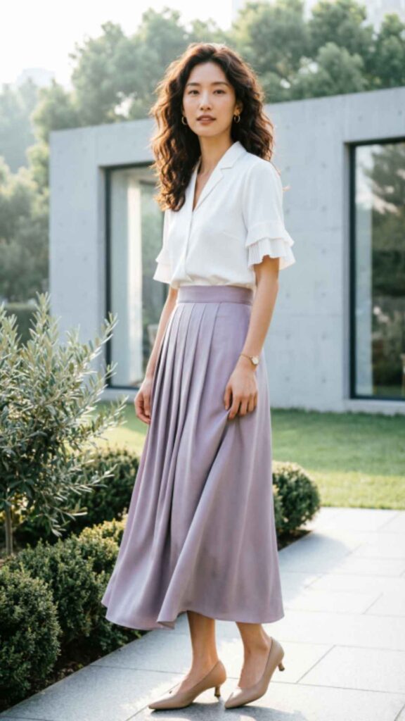 Midi Skirt and Blouse Combo