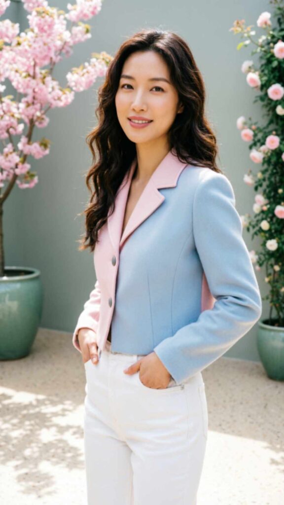 Pastel Blazer with White Jeans
