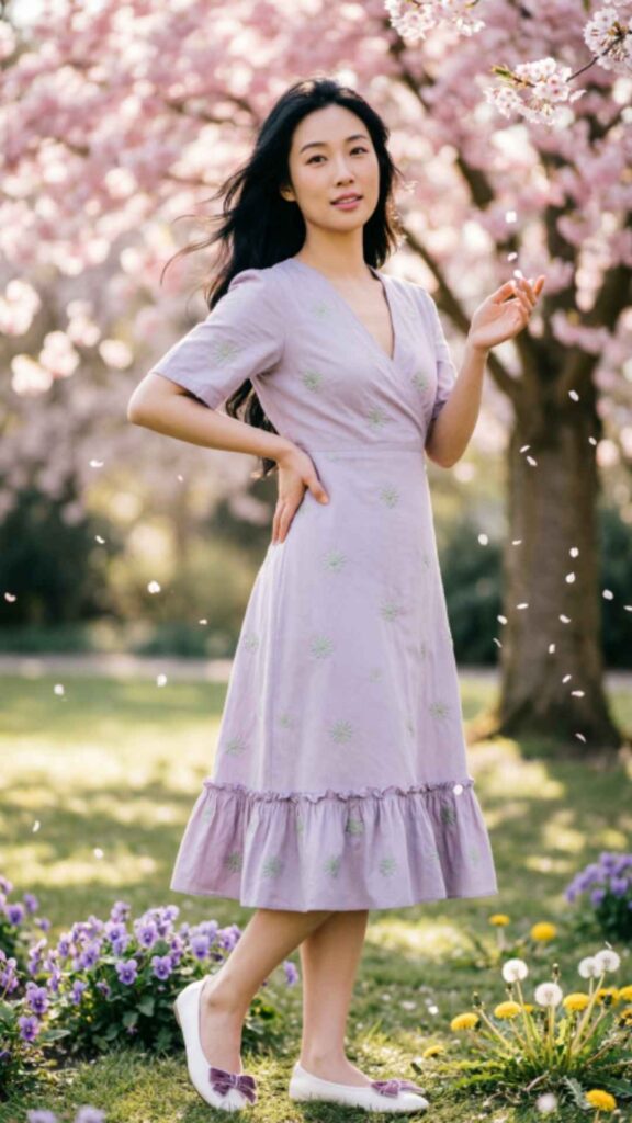 Wrap Dress with Ballet Flats