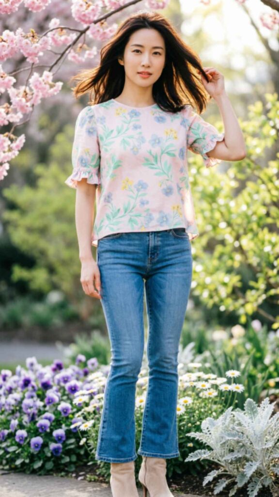 Printed Blouse with Skinny Jeans