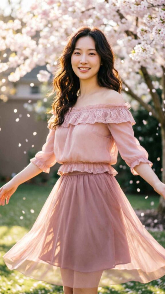 Off-Shoulder Top with Flowy Skirt