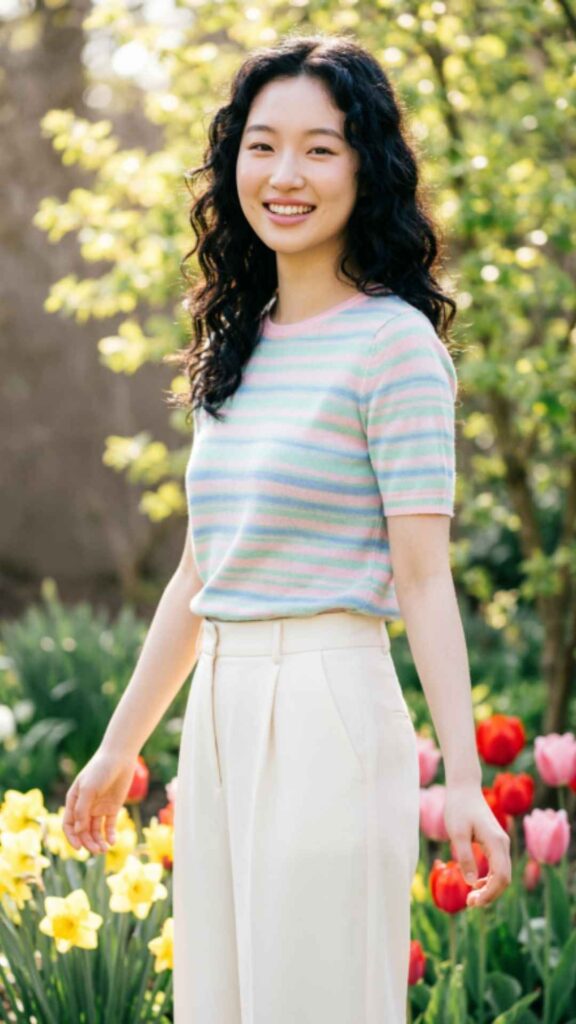Striped Top with Wide-Leg Pants