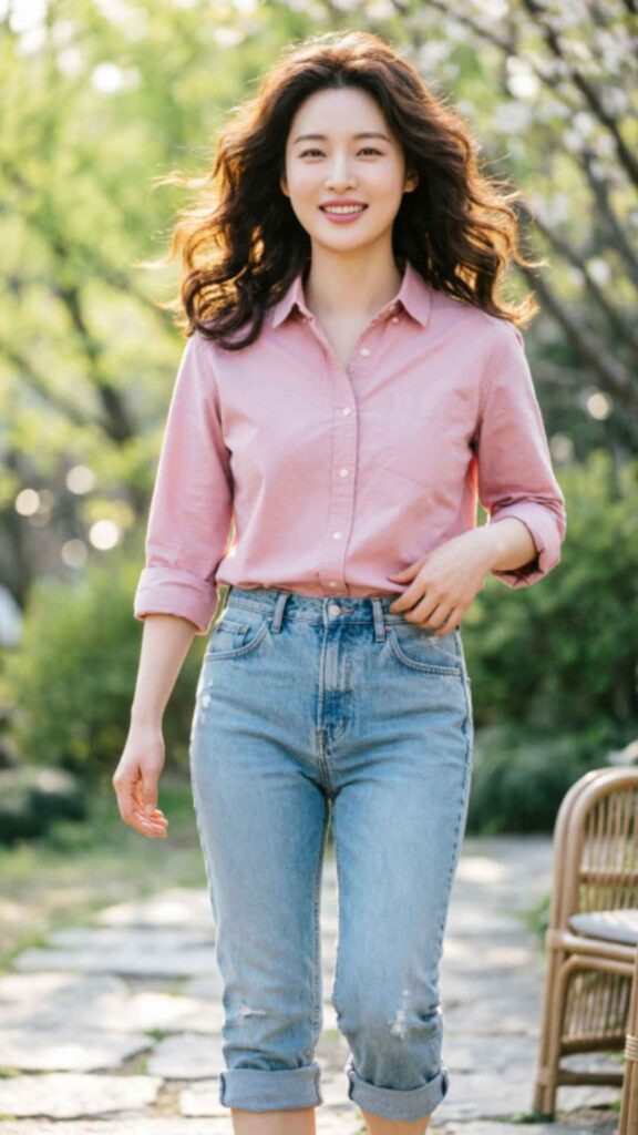 Button-Down Shirt with Rolled Jeans
