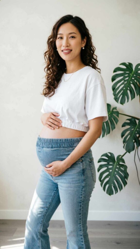 Casual Maternity Jeans and T-Shirt Look