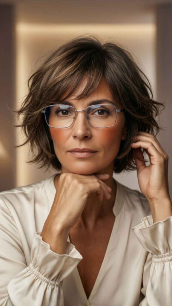 Short Layered Cut With Feathered Bangs