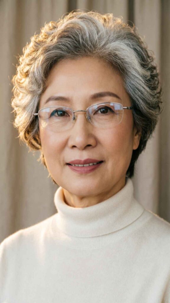 Short Curly Pixie With Glasses