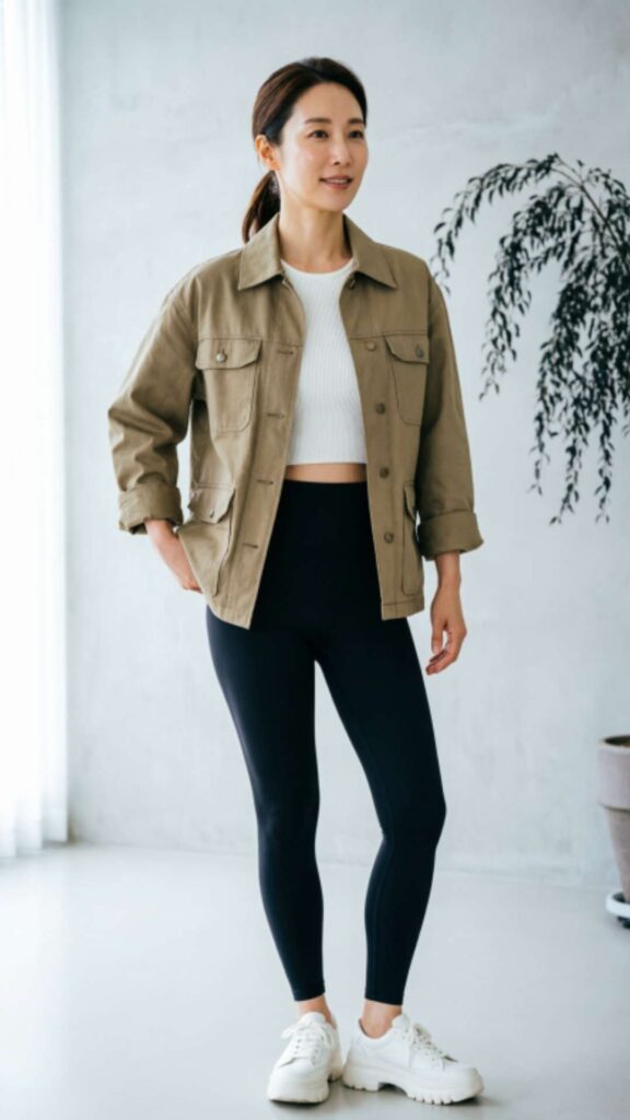 Utility Jacket with Black Leggings