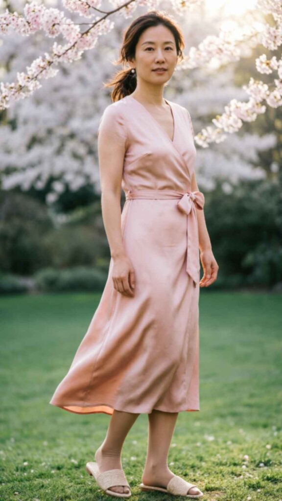 Wrap Dress with Flat Sandals