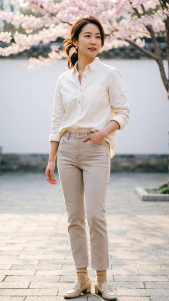 Button-Down Shirt and Straight Jeans