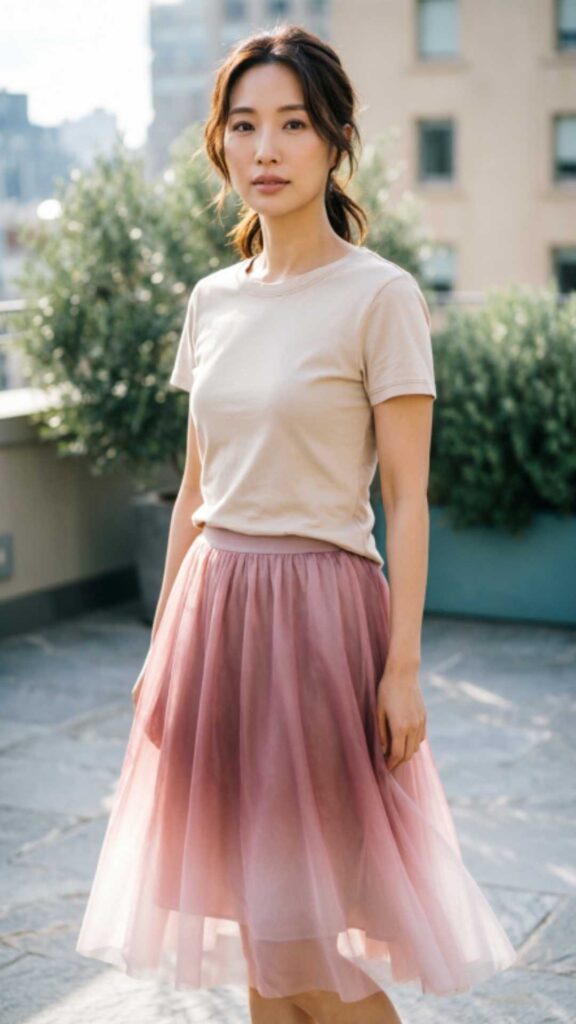 Tulle Skirt with Casual Tee