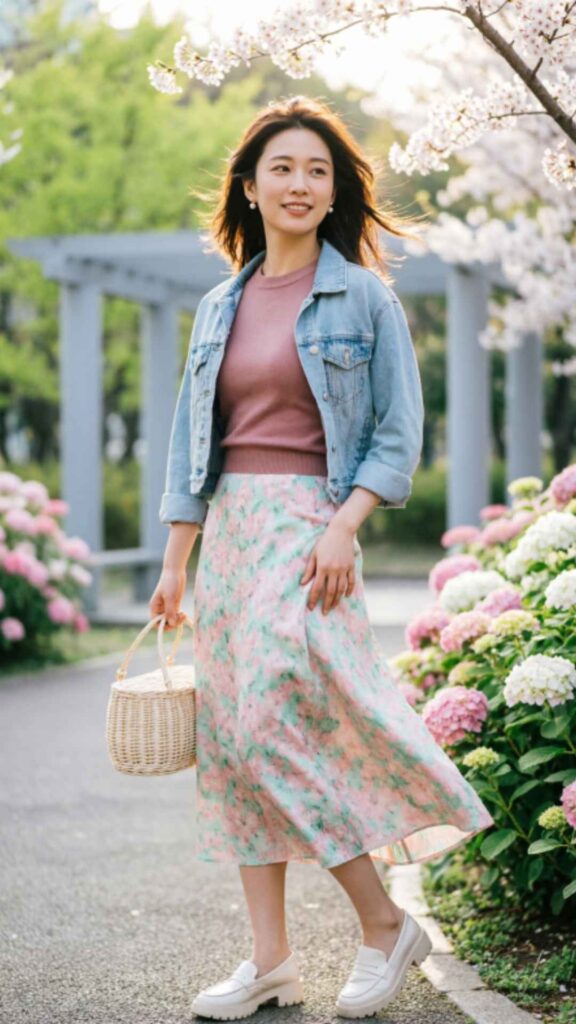 Denim Skirt with Graphic Tee