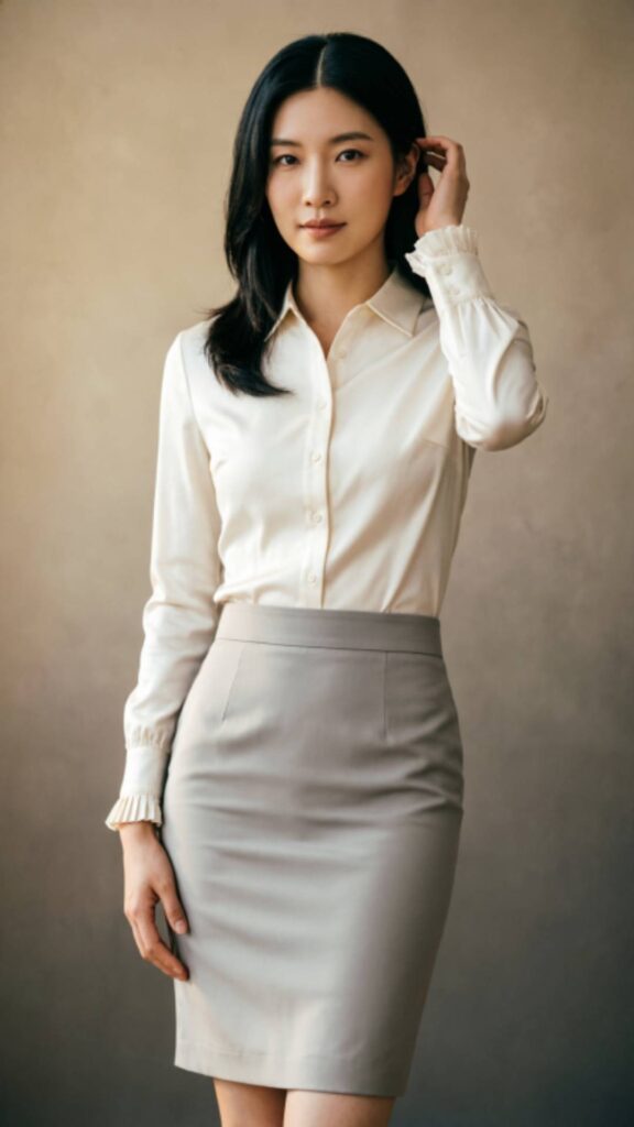 Classic Pencil Skirt with Blouse