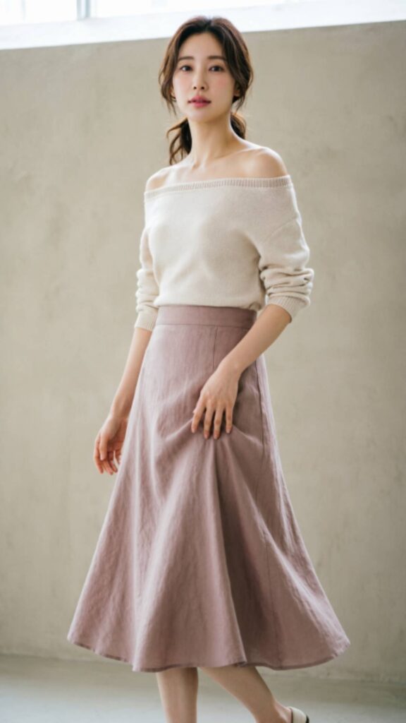 A-Line Skirt with Off-Shoulder Top