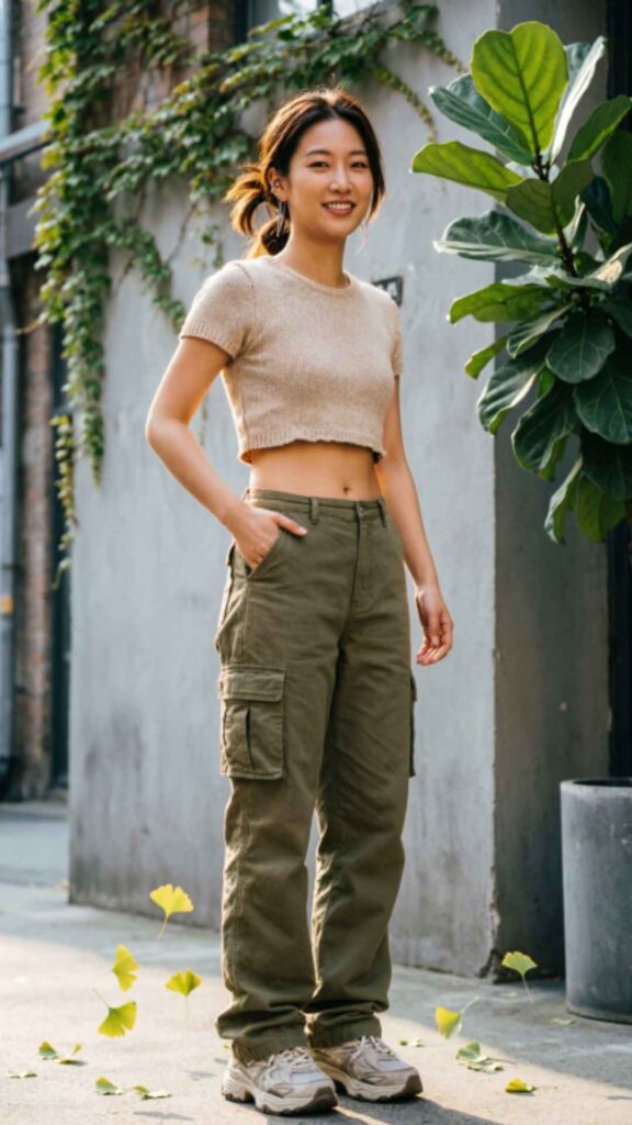 Crop Tops with Cargo Pants