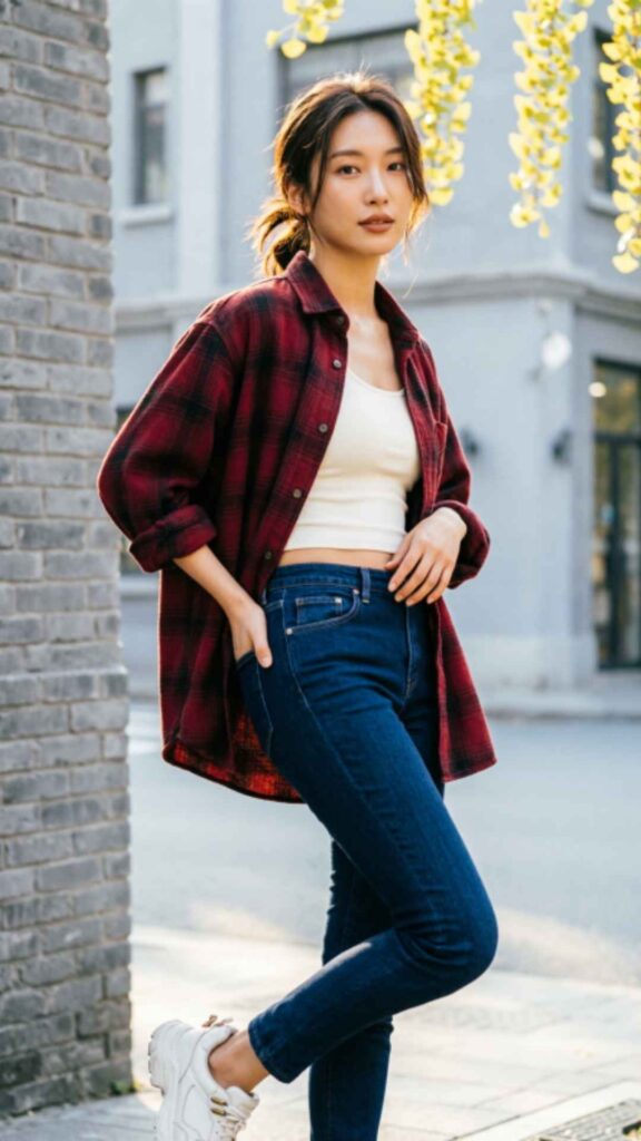 Oversized Flannels with Skinny Jeans