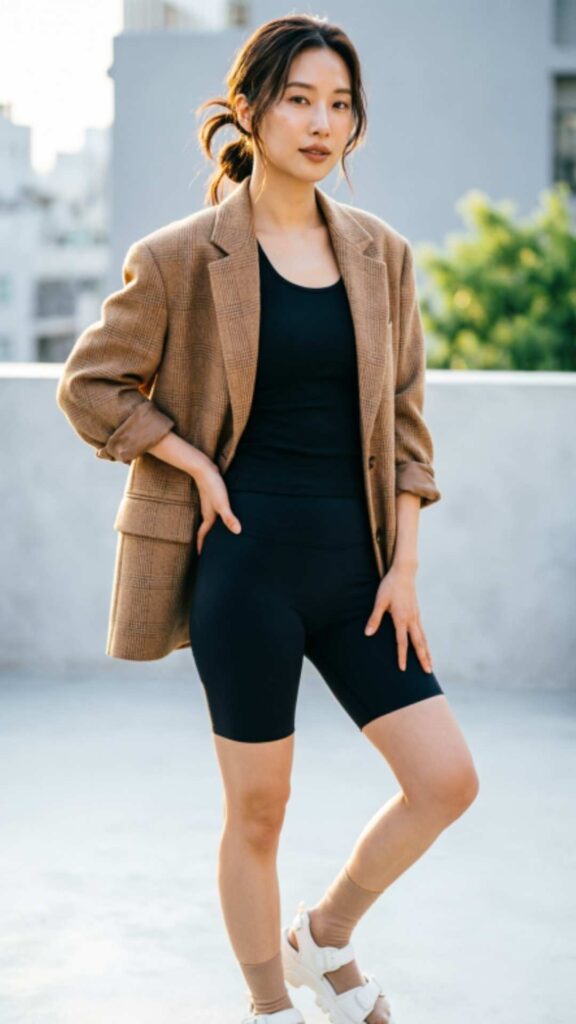 Oversized Blazers with Bike Shorts