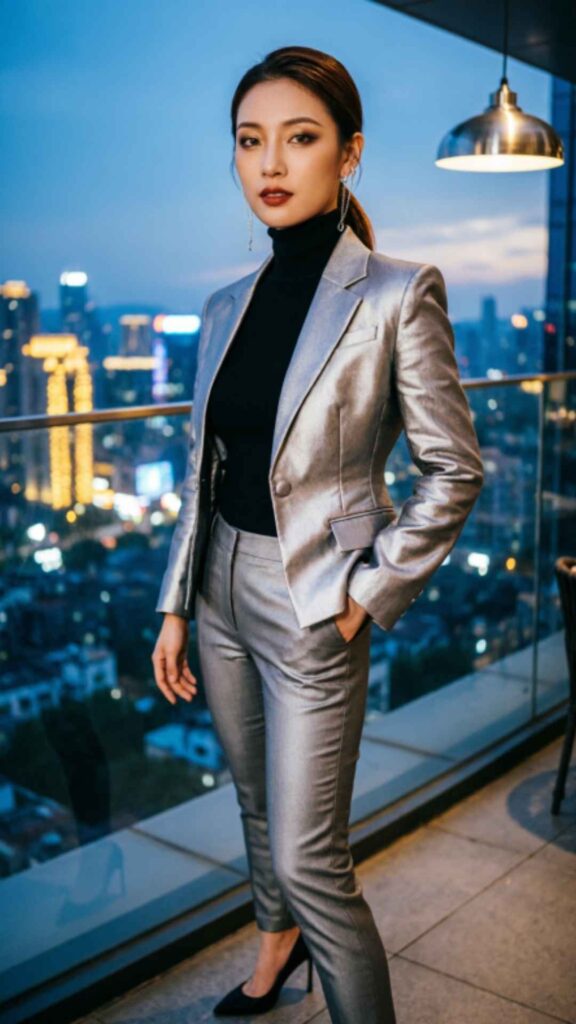 Metallic Blazer for Night Out
