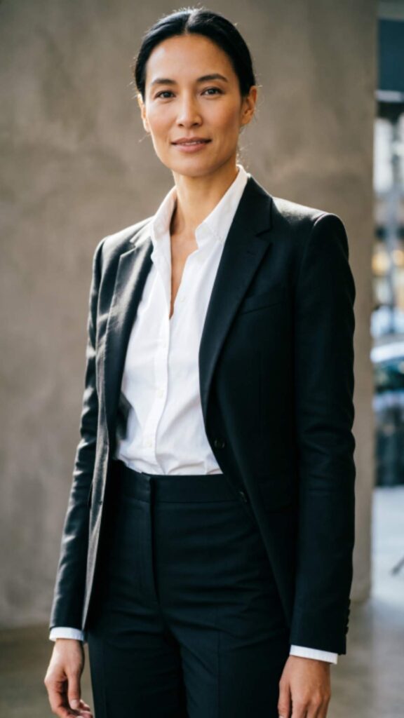 Classic Black Blazer with White Shirt