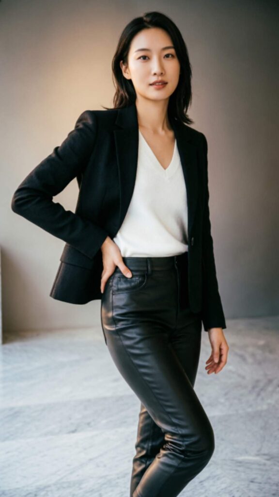 Blazer with Leather Pants
