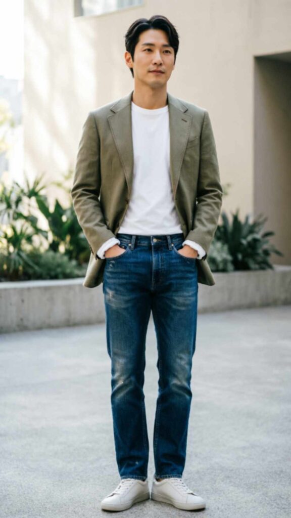 Casual Blazer with T-Shirt and Jeans