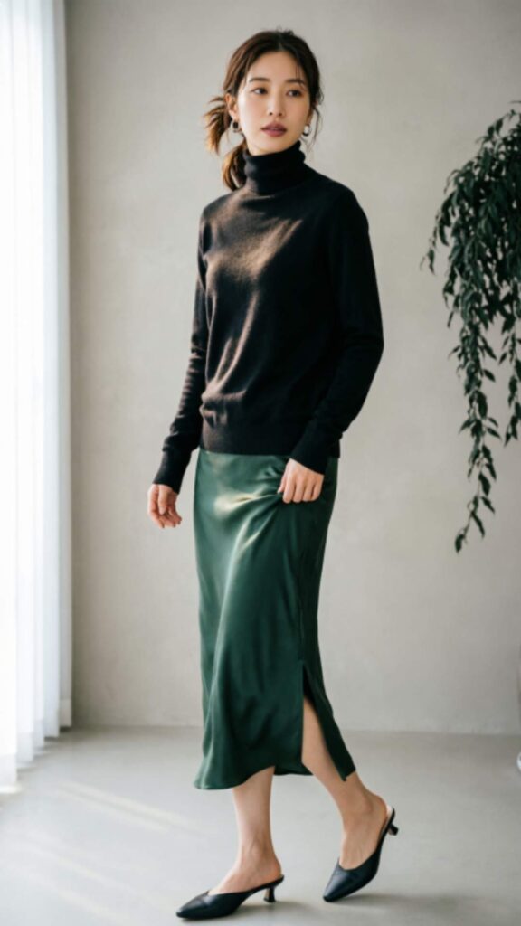 Turtleneck with Midi Skirt