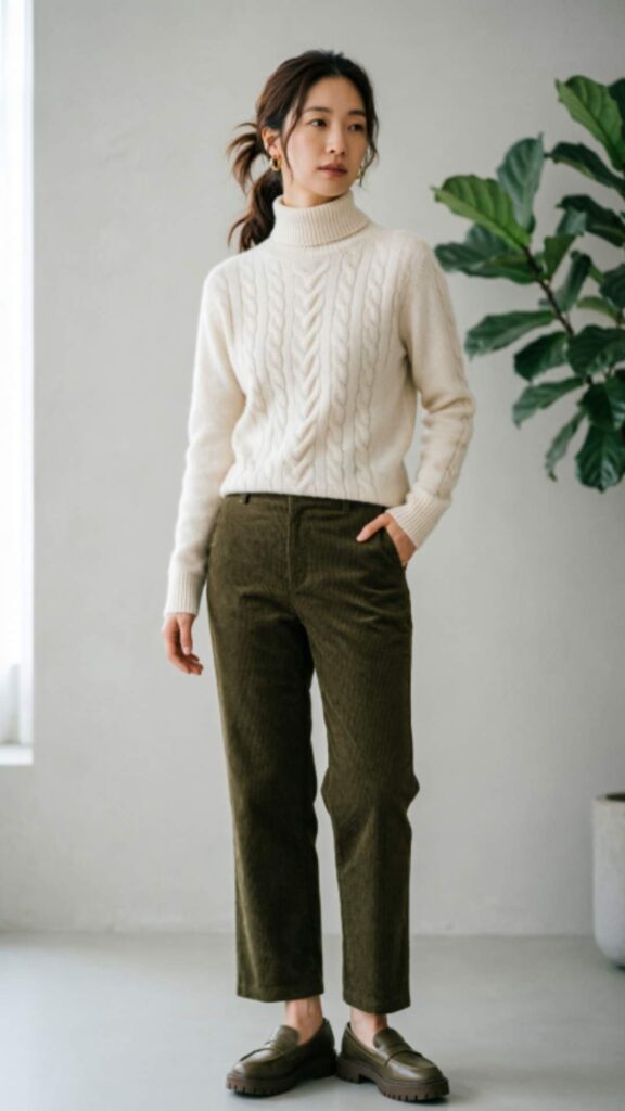 Knit Sweater with Corduroy Pants