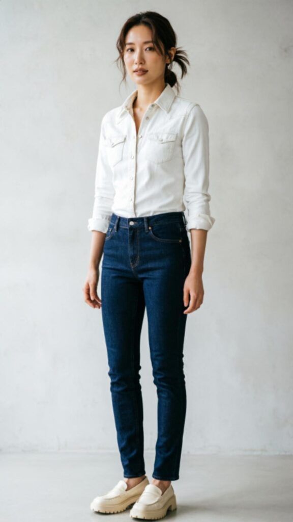 Classic White Shirt with Skinny Jeans