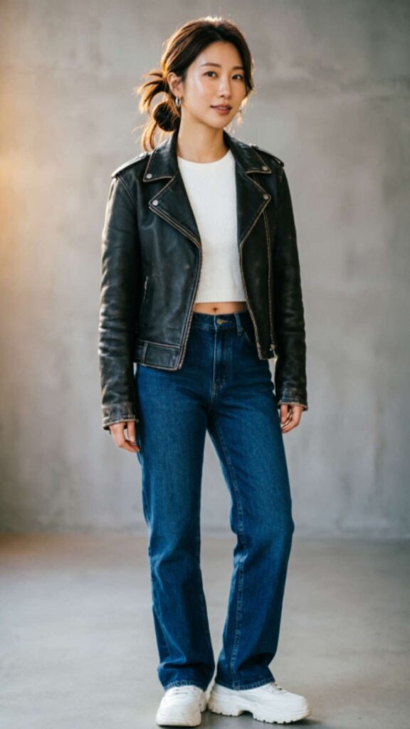 Leather Jacket with Jeans
