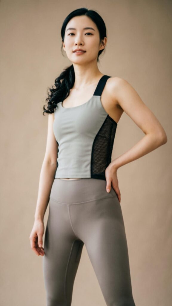 Mesh Panel Top with Leggings
