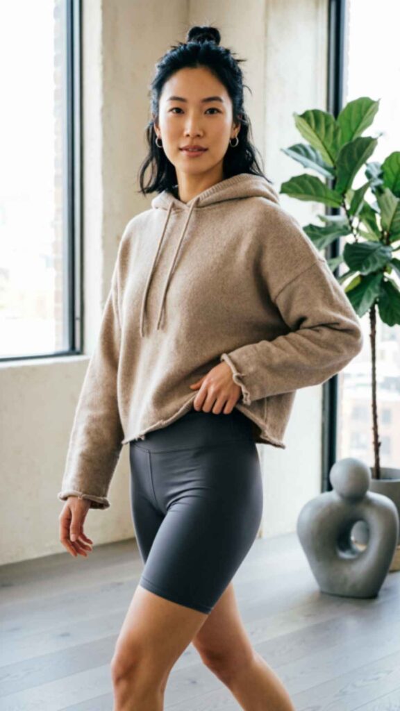 Casual Sweatshirt with Bike Shorts