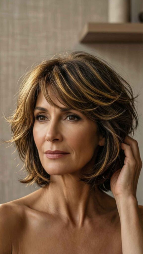 Layered Bob Shag with Highlights