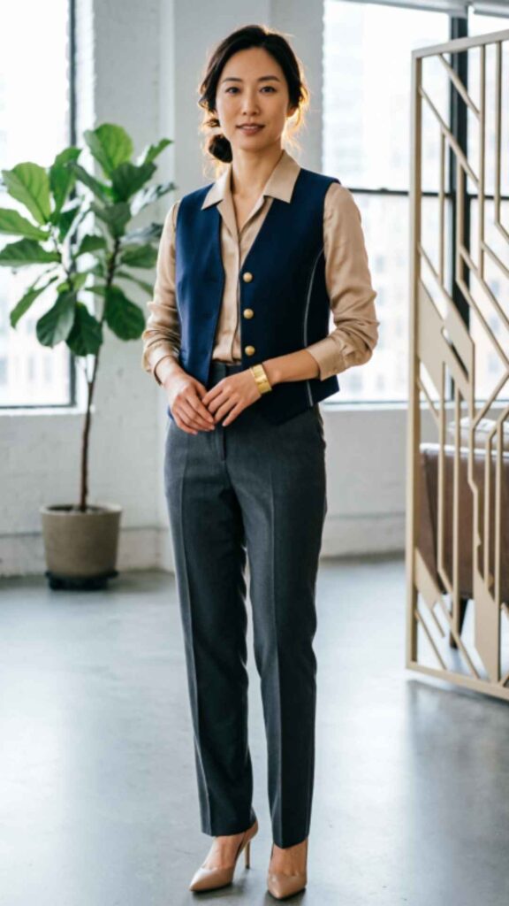 Structured Vest with Dress Shirt