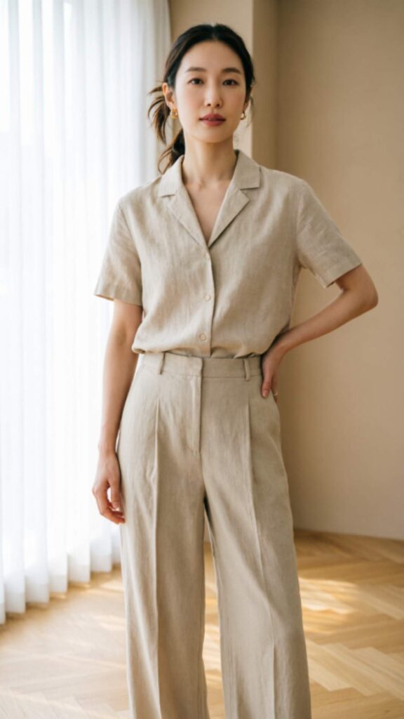Linen Shirt with Wide Pants