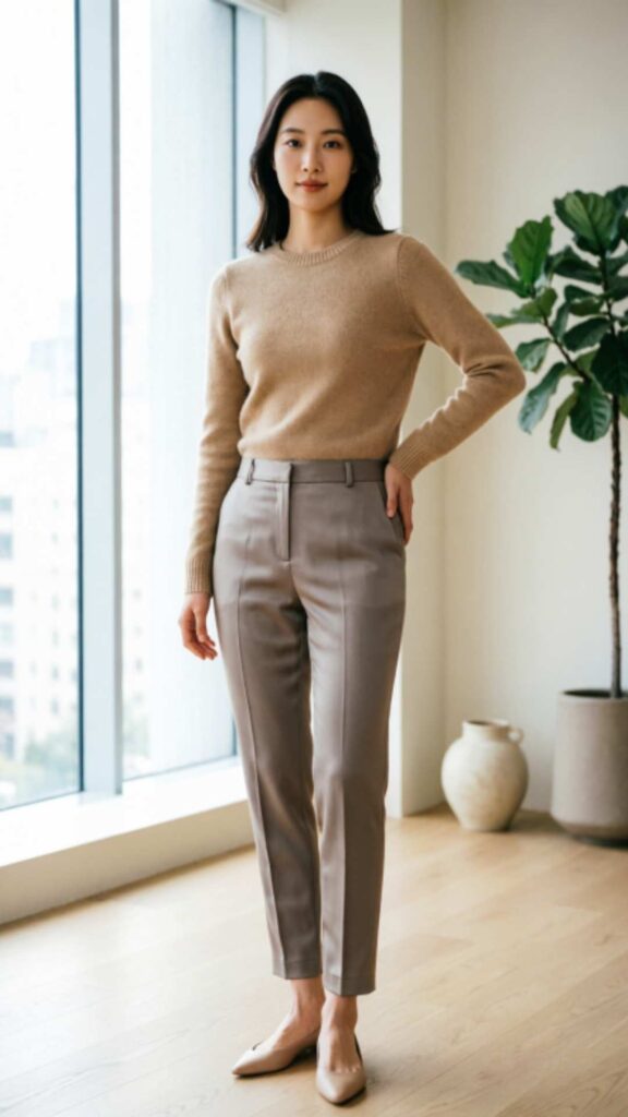 Smart Knit Sweater with Dress Pants