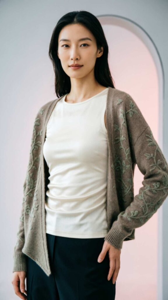 Sleeveless Blouse with Layered Cardigan