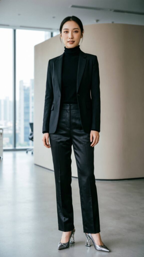 Monochrome Outfit with Statement Shoes