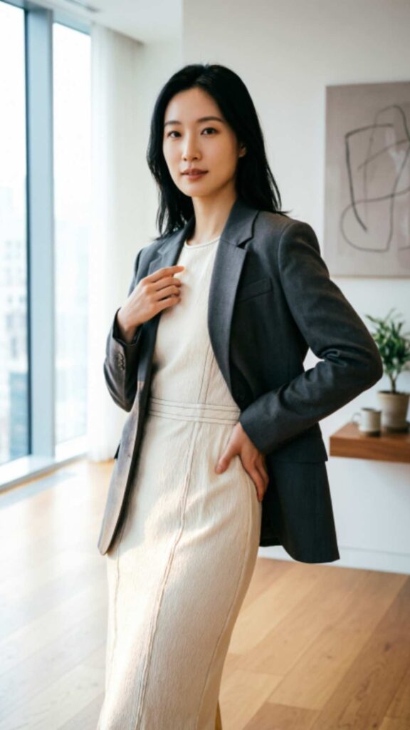 Midi Dress with Structured Blazer