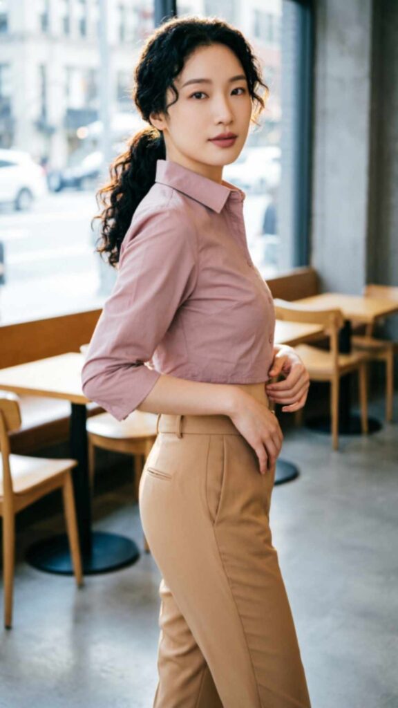 High-Waist Trousers with Tucked Top