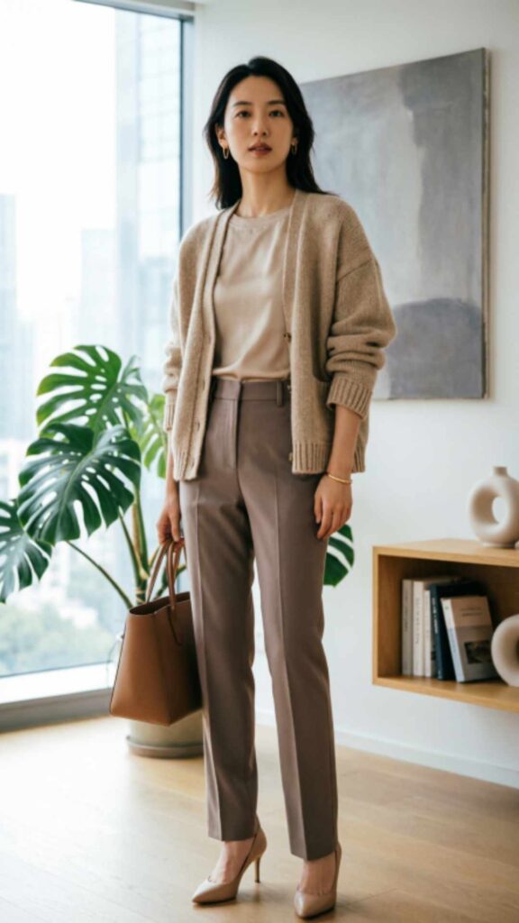 Cardigan with Straight-Leg Pants