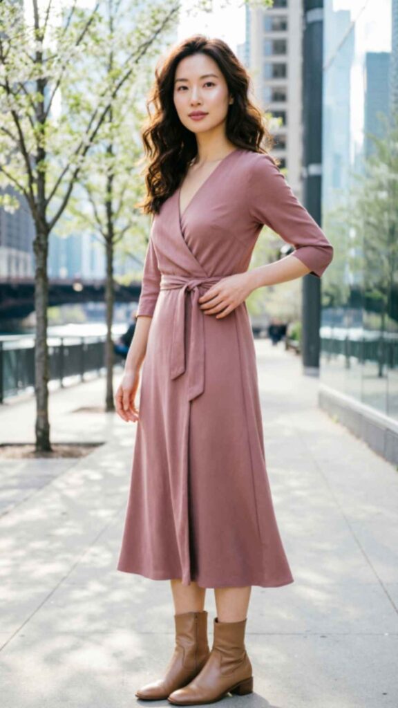 Wrap Dress with Ankle Boots